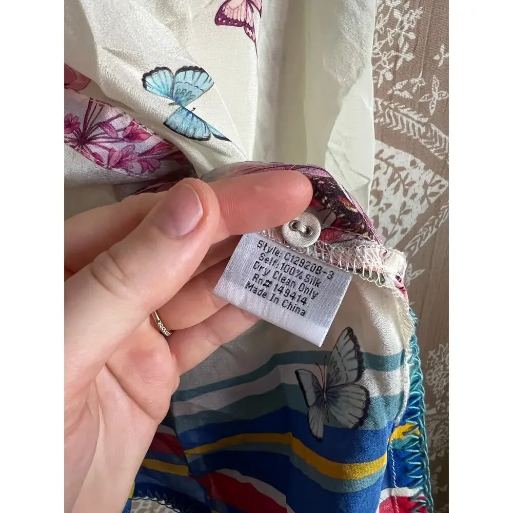 JOHNNY WAS Wilton Silk Button Down Blouse - Picture 6 of 10